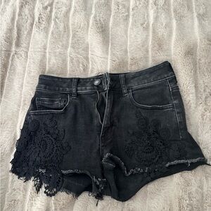 American Eagle Outfitters Black Jean Shorts with Lace